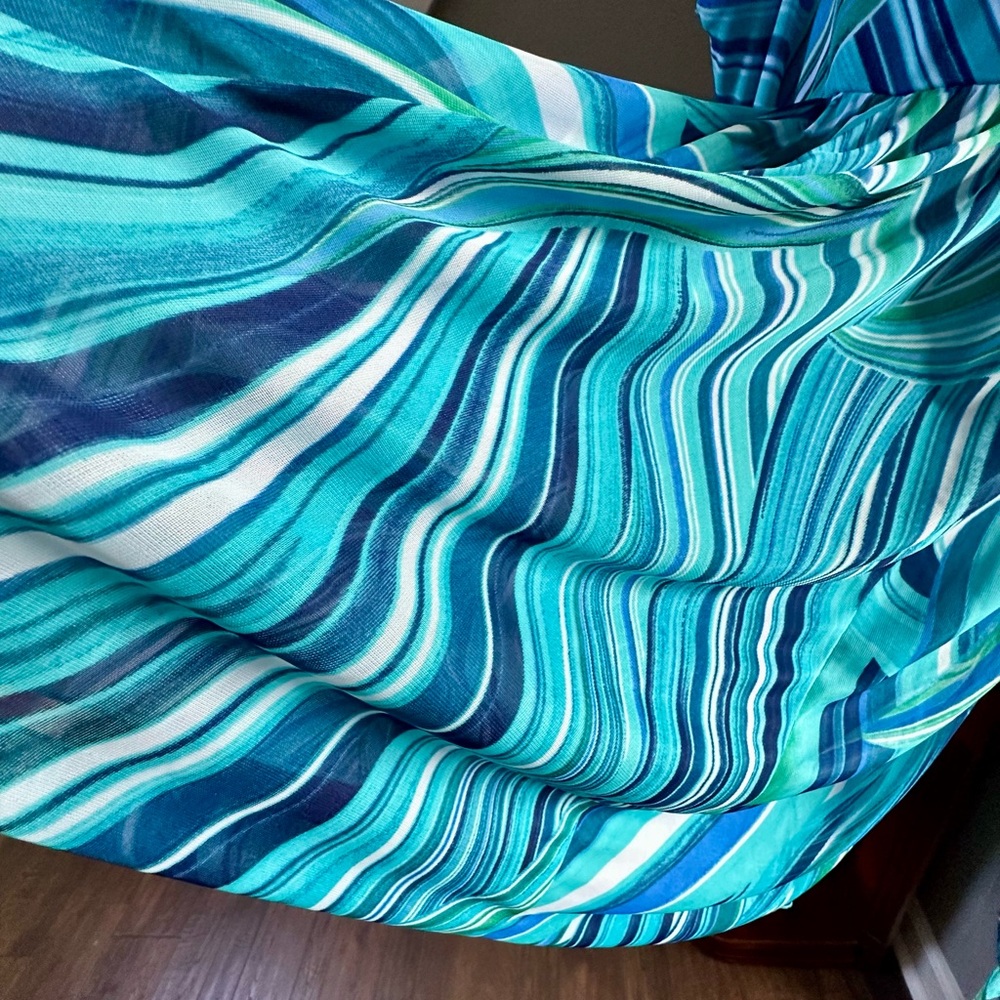 City Triangles Teal & Blue Swirl Midi Dress Y2K retro 13 going on 30 millennial - Picture 5 of 16